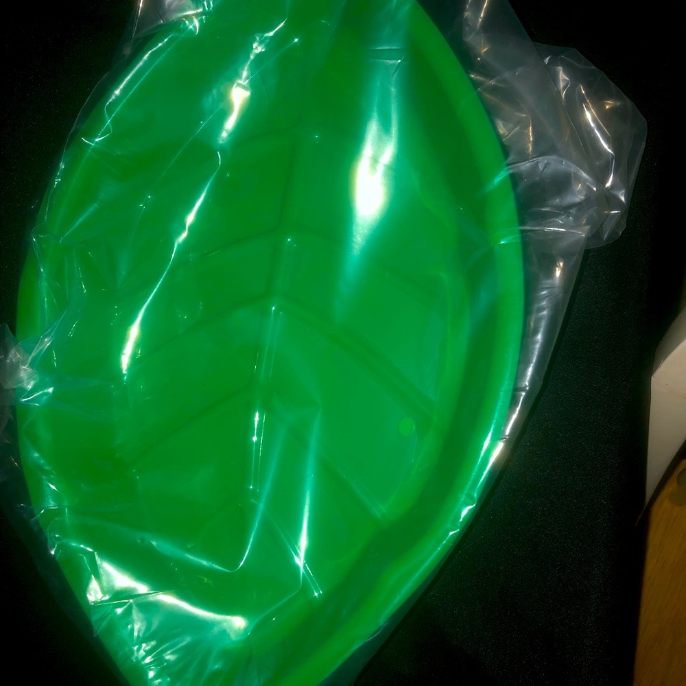 Plastic green Palm Leaf bowls.